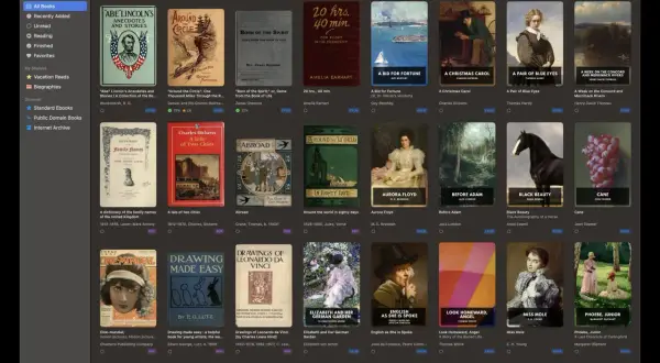 Bibliothèque numérique avec des livres au format epub sur iPad.