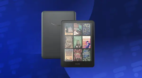 Un Kindle reconditionné affiche une sélection de livres, prêt à vous emporter dans de nouvelles aventures littéraires.