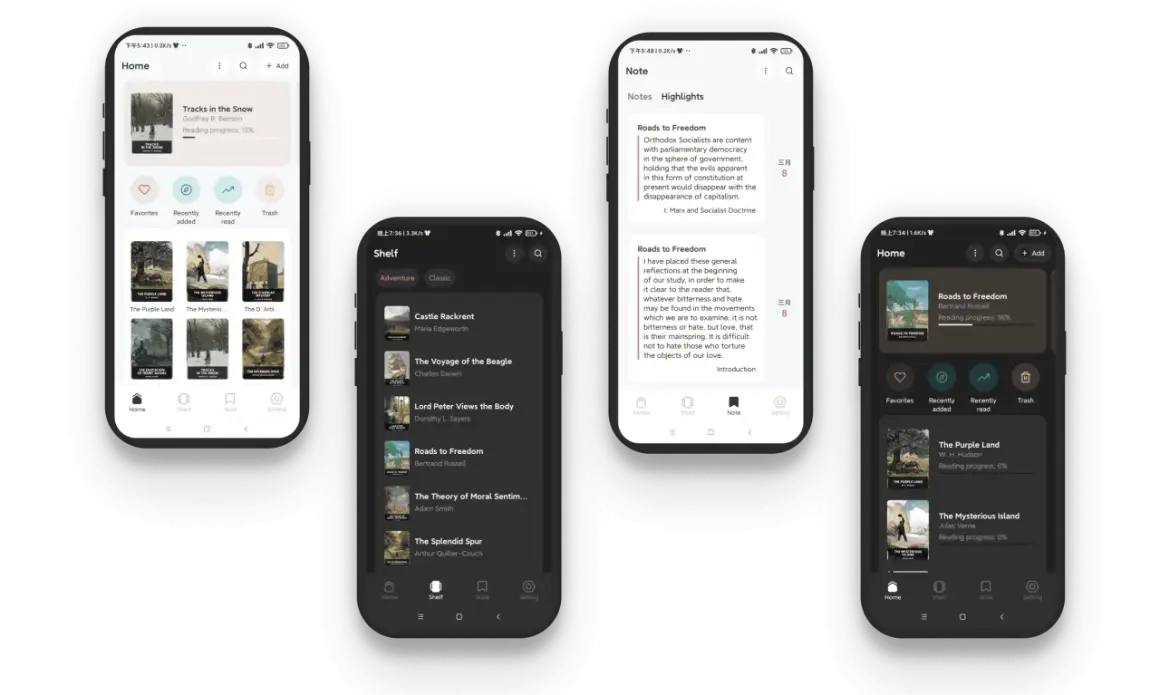 Koodo Reader : une bibliothèque numérique sur mobile. Affichez vos livres, notes et progrès de lecture.