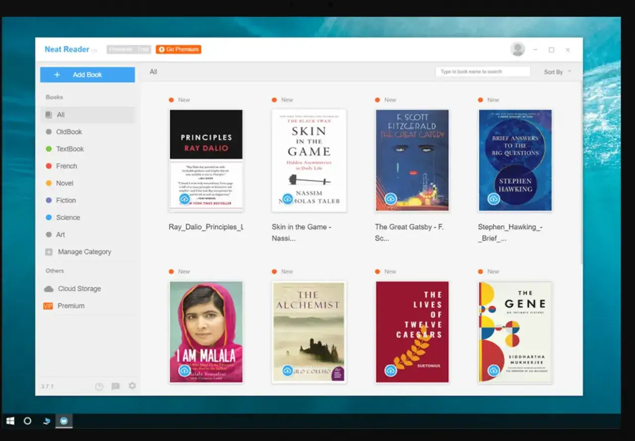 Bibliothèque numérique avec des livres comme