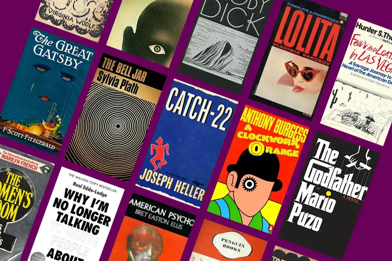 Un collage de couvertures de livres c&eacute;l&egrave;bres, dont 
