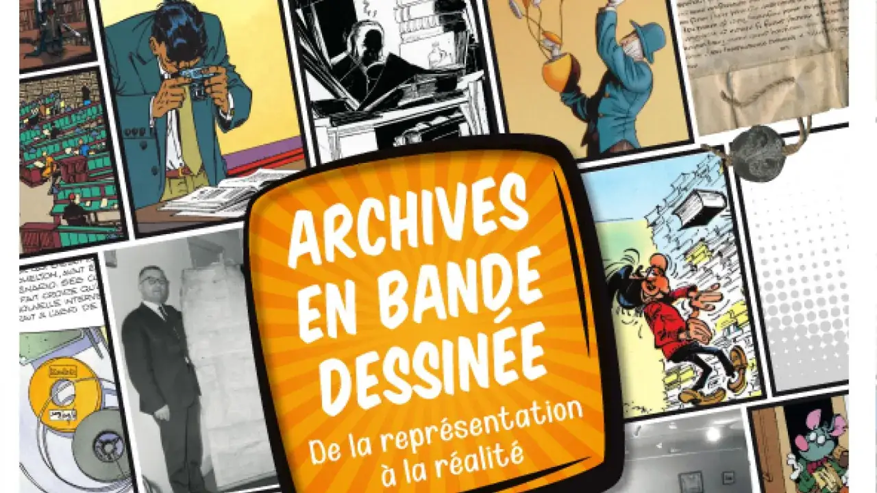 Collage d'archives BD, dont un homme examinant un appareil photo. Un cbr converter pour transformer la r&eacute;alit&eacute; en bande dessin&eacute;e.