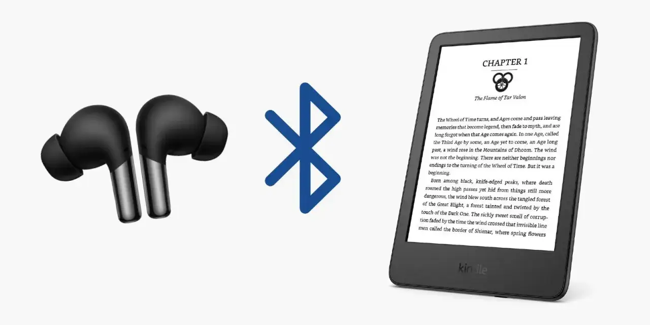 &Eacute;couteurs noirs sans fil connect&eacute;s &agrave; un Kindle via bluetooth pour une lecture immersive.
