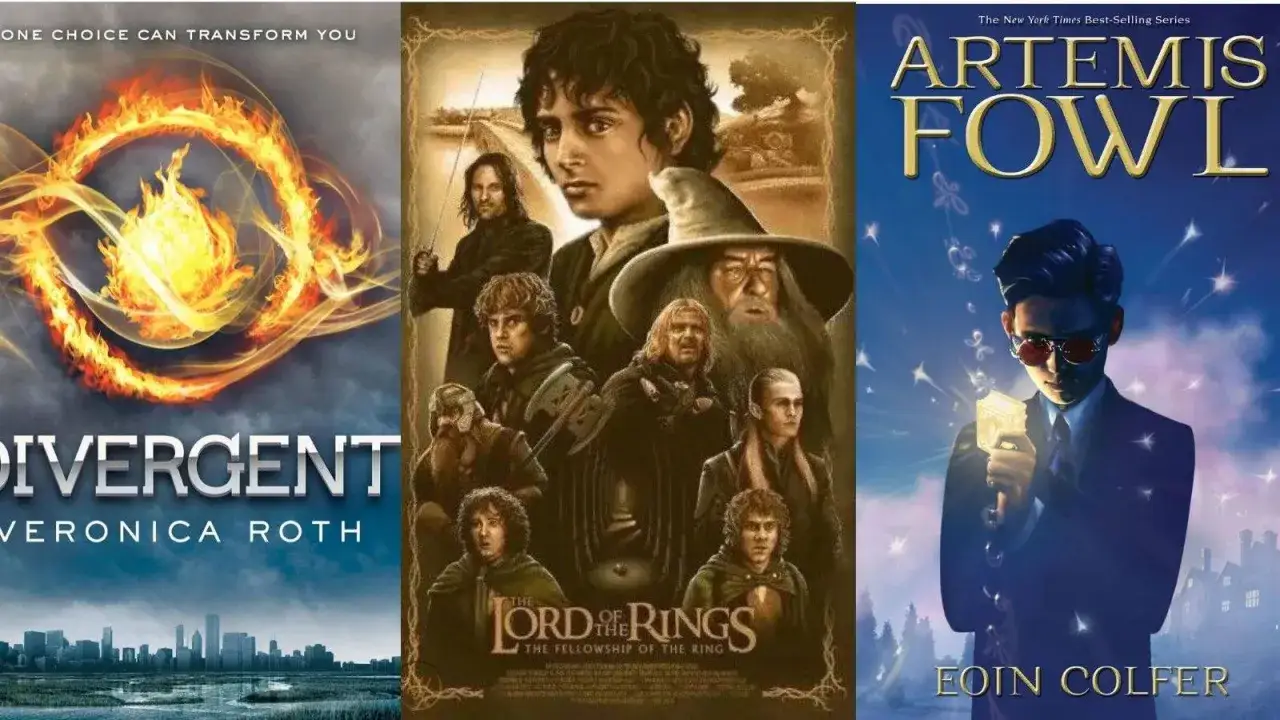Affiche de Divergent, Le Seigneur des Anneaux et Artemis Fowl, trois livres adapt&eacute;s en film.