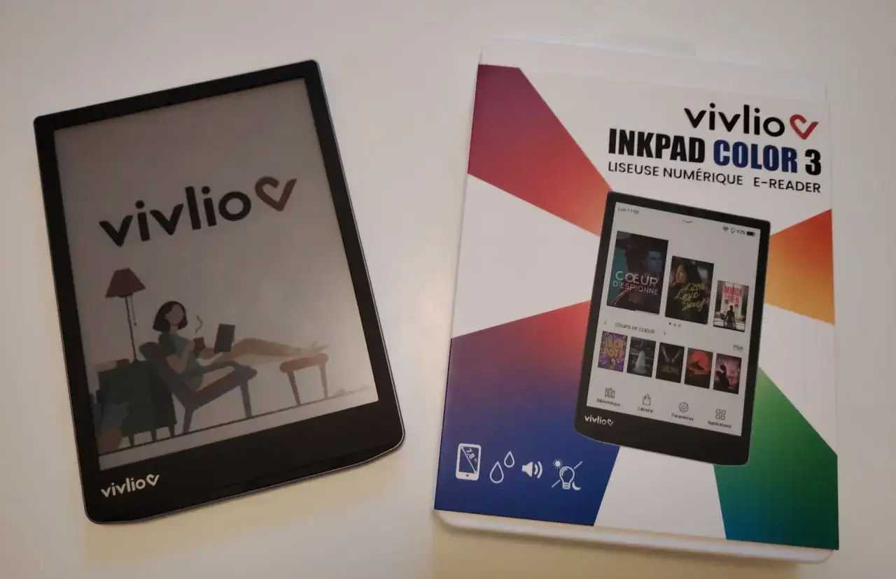 Liseuse Vivlio Inkpad Color 3 : un avis sur cet e-reader aux couleurs vives. Id&eacute;al pour lire confortablement.