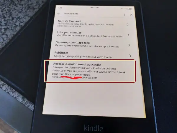 Configuration de l'adresse e-mail pour envoyer des documents à lire ebook sur votre Kindle.
