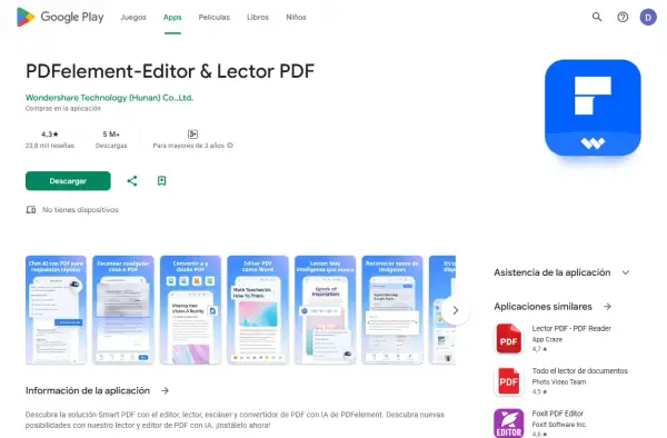 L'application PDFelement pour Android permet d'éditer, lire et scanner des PDF. Idéal pour gérer vos documents sur votre appareil.
