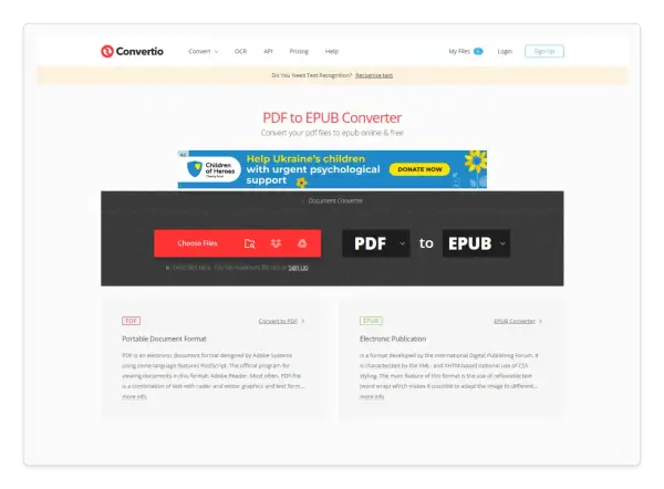 Convertissez vos documents PDF en EPUB facilement avec Convertio. L'outil idéal pour convertir Word en EPUB et bien plus.