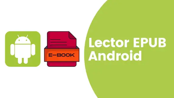 Icône Android et un livre électronique rouge. Texte : Lecteur EPUB Android.